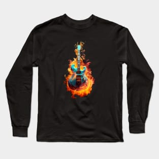 Electric Guitar on Fire Long Sleeve T-Shirt